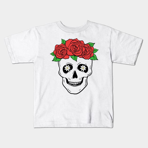 Mexican Skull Dia de los muertos Day of the dead Kids T-Shirt by Mesyo